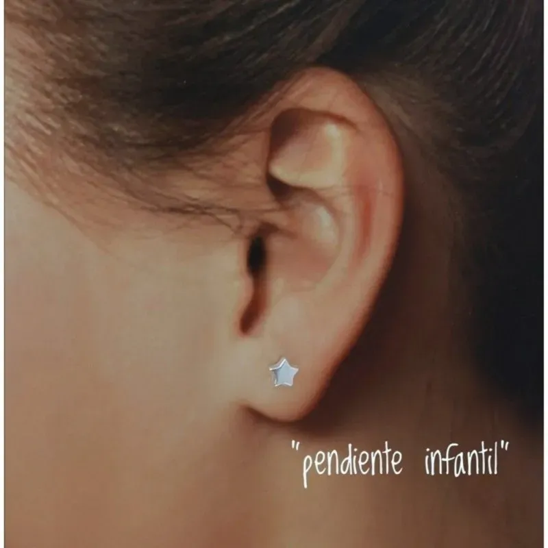 Pendientes plata Ley 925m infantiles 4mm. estrella lisa cierre tuerca