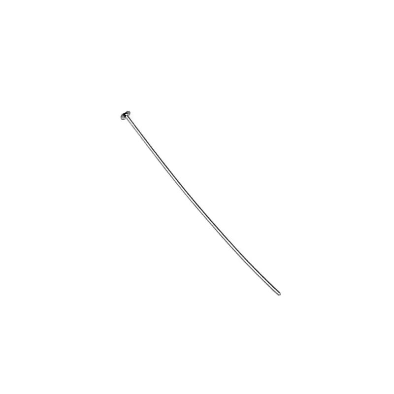 Aguja pincho tope plano 40mm. metal plateado diámetro 0.7mm. [AC1466]