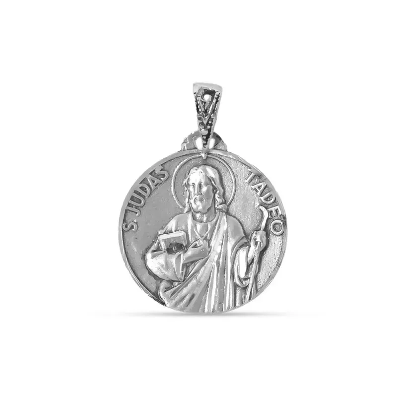 Medalla colgante plata ley 925m San Judas Tadeo cerco 20mm. [AB2775GR]