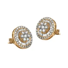Pendientes oro rosa 18k mujer 11 mm. 62 diamantes 0.24ct. baguette ce