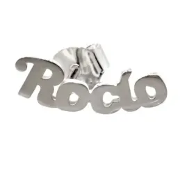 Pendiente suelto plata Ley 925m medio par nombre Rocío liso lóbulo izquierdo cierre presión