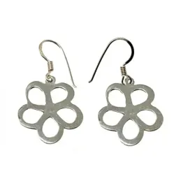 Pendientes plata Ley 925m largos flor 20mm. [AB5029]