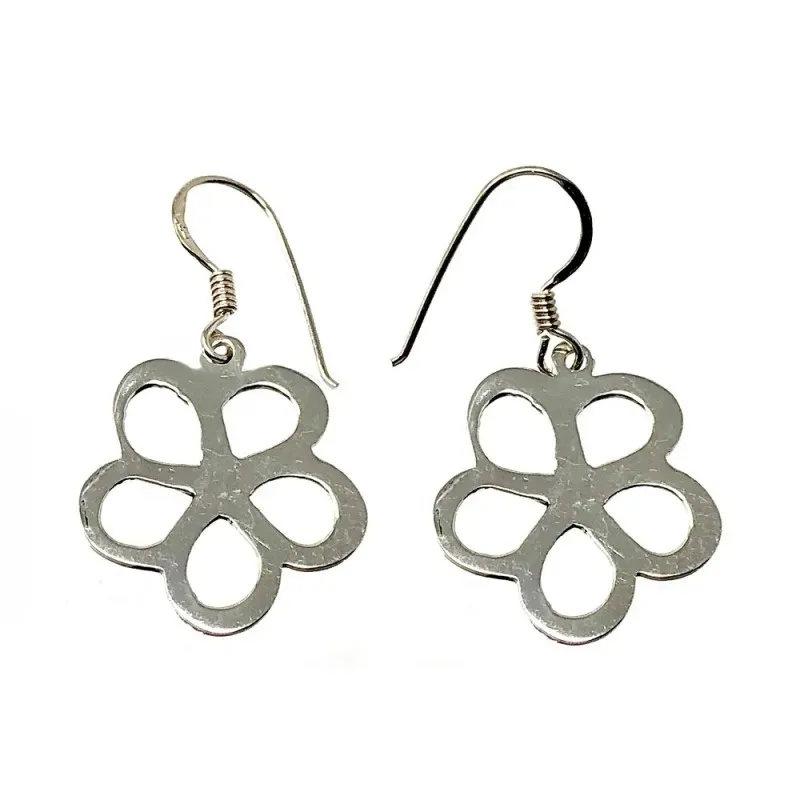 Pendientes plata Ley 925m largos flor 20mm. [AB5029]