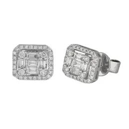 Pendientes oro blanco 18k mujer 8 mm. rectangular 70 diamantes brilla