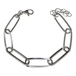 Pulsera plata Ley 925m mujer 17 cm. cadena forzada alargada 24 mm. mo