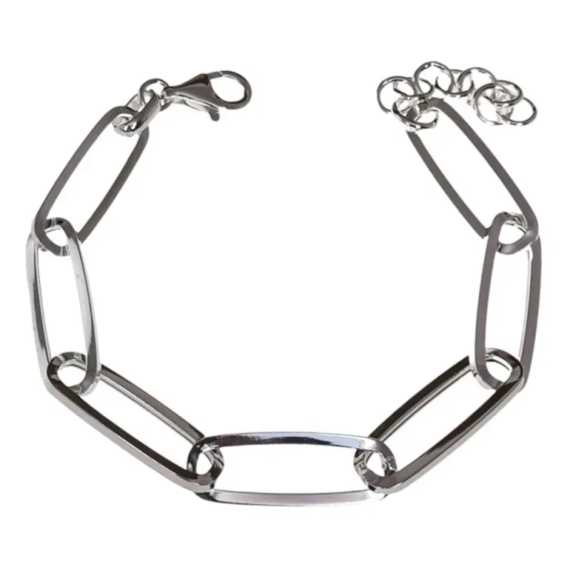 Pulsera plata Ley 925m mujer 17 cm. cadena forzada alargada 24 mm. mo