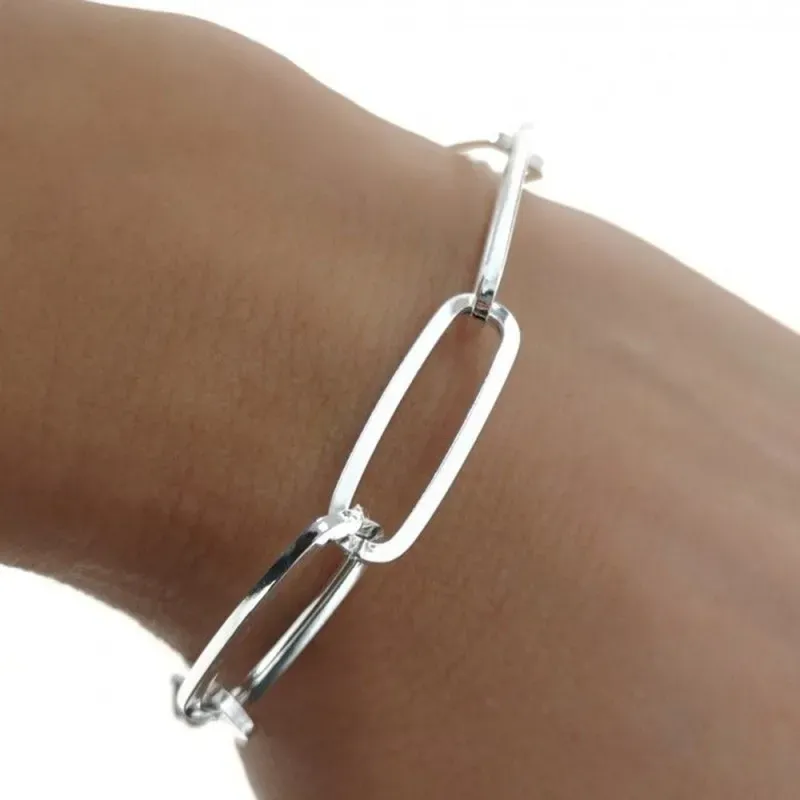 Pulsera plata Ley 925m mujer 17 cm. cadena forzada alargada 24 mm. mo