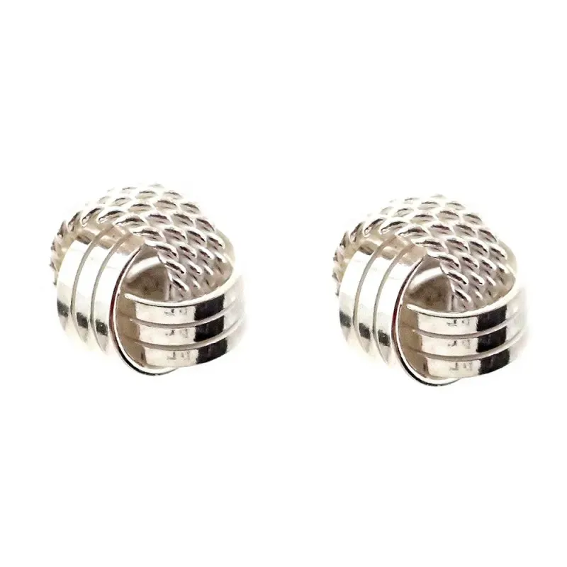 Pendientes plata Ley 925m motivo nudo 6mm. presión [AC0645]