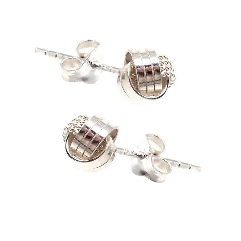Pendientes plata Ley 925m motivo nudo 6mm. presión [AC0645]
