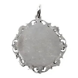 Medalla colgante plata Ley 925m maciza 30mm Virgen de los Dolores cerco detalles calado trasera lisa