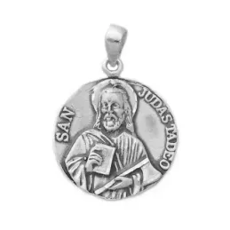 Medalla colgante plata ley 925m San Judas Tadeo 27mm. [AB0702GR]