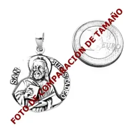 Medalla colgante plata ley 925m San Judas Tadeo 27mm. [AB0702GR]