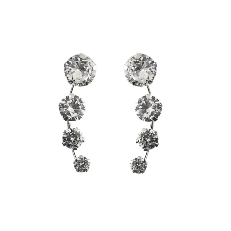 Pendientes trepador plata Ley 925m 23mm. circonitas redondas diferentes tamaños