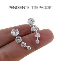 Pendientes trepador plata Ley 925m 23mm. circonitas redondas diferentes tamaños