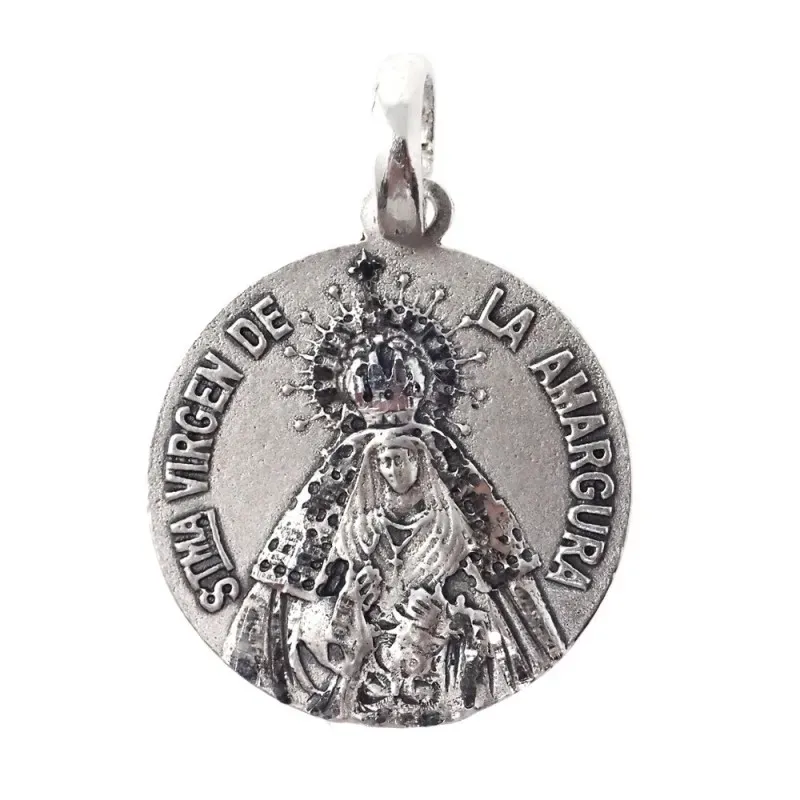 Virgen de la Amargura medalla plata Ley 925m colgante 22 mm. maciza d