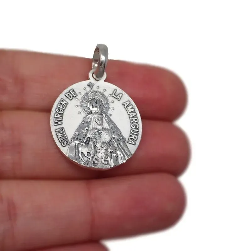 Virgen de la Amargura medalla plata Ley 925m colgante 22 mm. maciza d