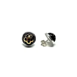 Pendientes plata Ley 925m bicolor flor media perla 10mm. [AB1347]
