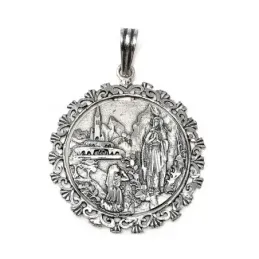 Medalla plata Ley 925m Virgen Lourdes cerco calado [AB9159]