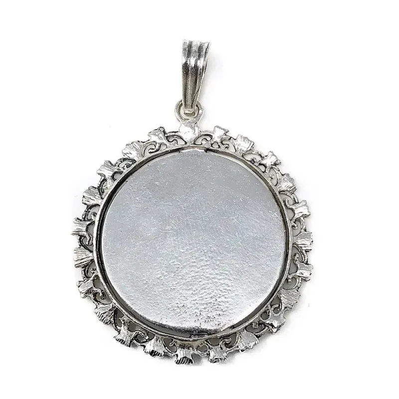 Medalla plata Ley 925m Virgen Lourdes cerco calado [AB9159]