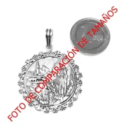 Medalla plata Ley 925m Virgen Lourdes cerco calado [AB9159]