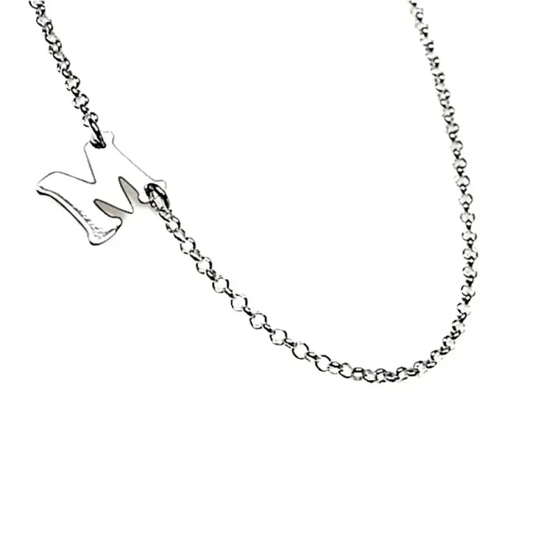 Gargantilla plata Ley 925m cadena rolo lateral inicial personalizada tumbada lisa cierre reasa