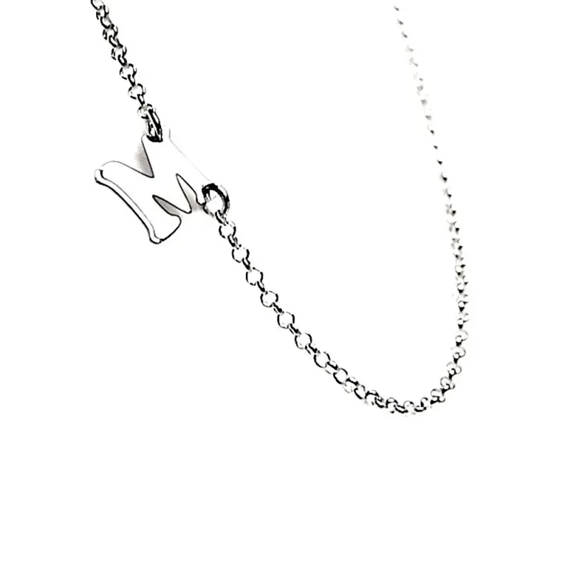 Gargantilla plata Ley 925m cadena rolo lateral inicial personalizada tumbada lisa cierre reasa