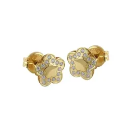 Pendientes Oro Amarillo 18k modelo Comunión (30 circonitas 1,00mm.) Medida: 8,25mm.