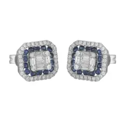 Pendientes oro blanco 18k mujer 80 diamantes brillantes combinados ba