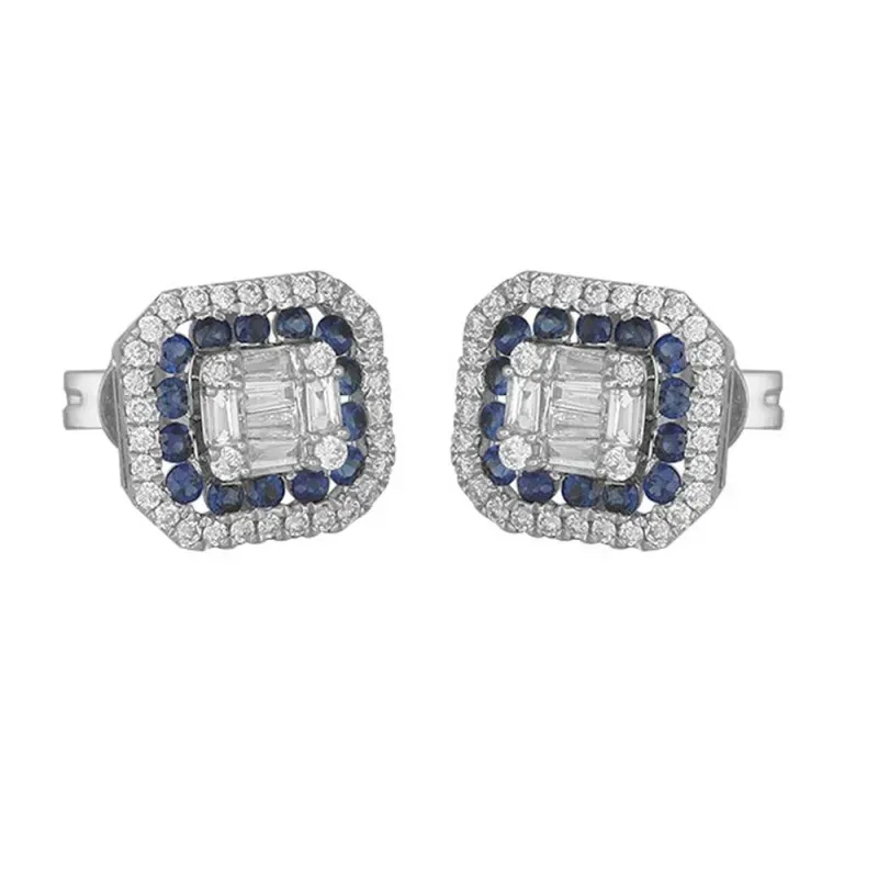 Pendientes oro blanco 18k mujer 80 diamantes brillantes combinados ba