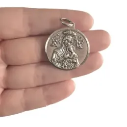 Medalla Plata Ley 925m Virgen Perpetuo Socorro 30mm. [AB9270]