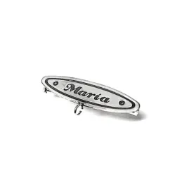 Broche alfiler bebé plata Ley 925m liso nombre personalizado oval reasa para colgar
