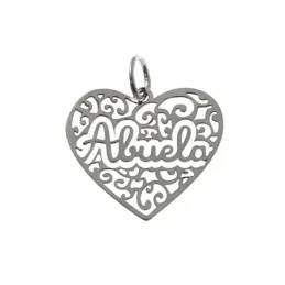Colgante plata Ley 925m corazón 20mm. centro palabra ABUELA calado