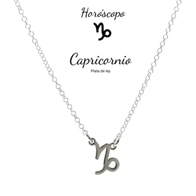Gargantilla plata Ley 925m cadena rolo 44cm. detalle signo Zodiaco Capricornio liso