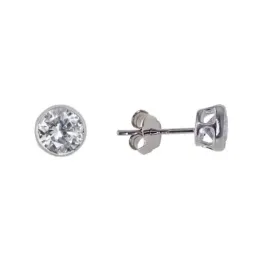 Pendientes plata ley 925m liso 5mm. circonita  [AA8939]