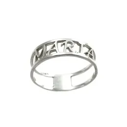 Sortija plata Ley 925m nombre personalizado calado dos bandas lisa