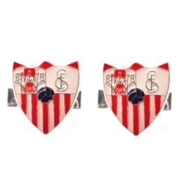 Sevilla FC escudo plata Ley 925m gemelos macizos hombre 16 mm. esmalt