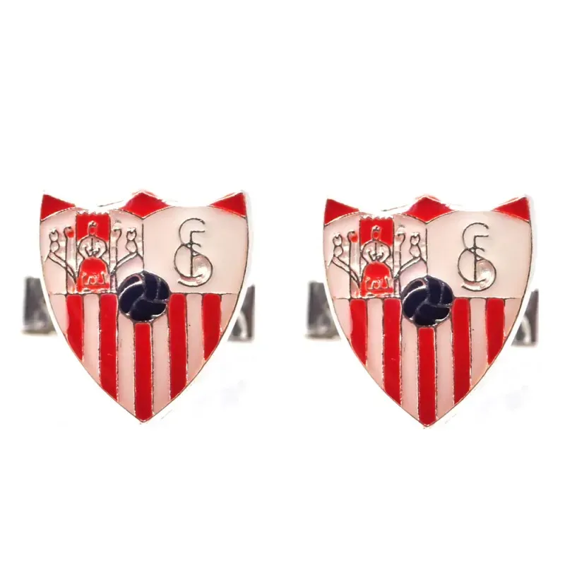 Sevilla FC escudo plata Ley 925m gemelos macizos hombre 16 mm. esmalt