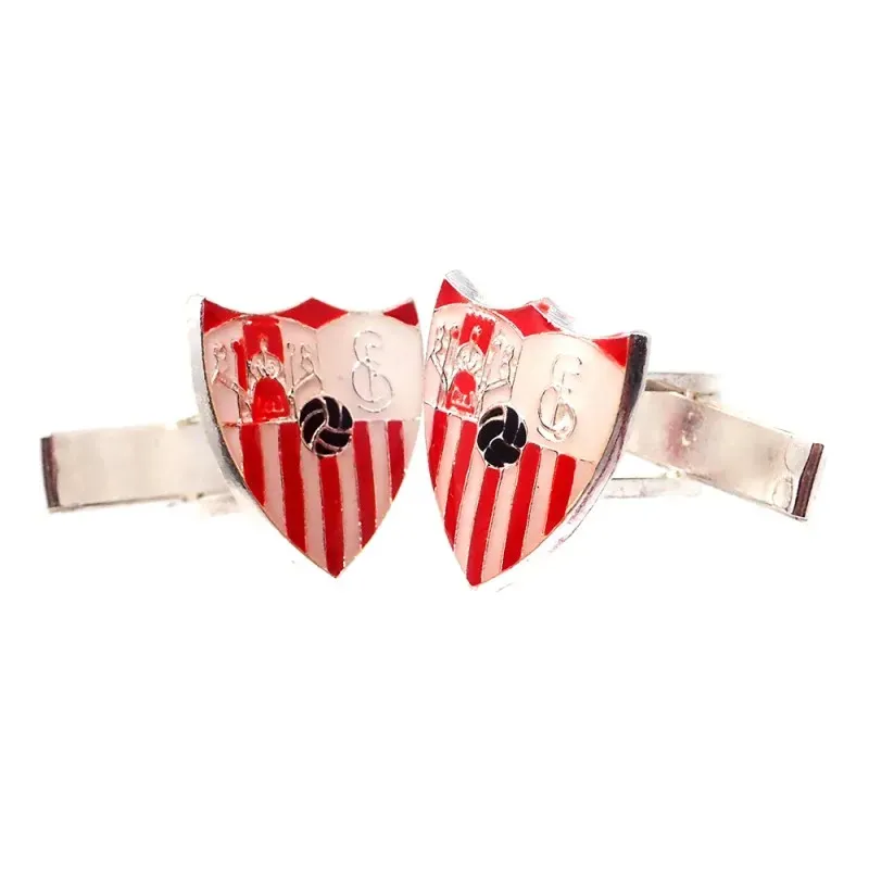 Sevilla FC escudo plata Ley 925m gemelos macizos hombre 16 mm. esmalt