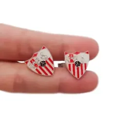 Sevilla FC escudo plata Ley 925m gemelos macizos hombre 16 mm. esmalt