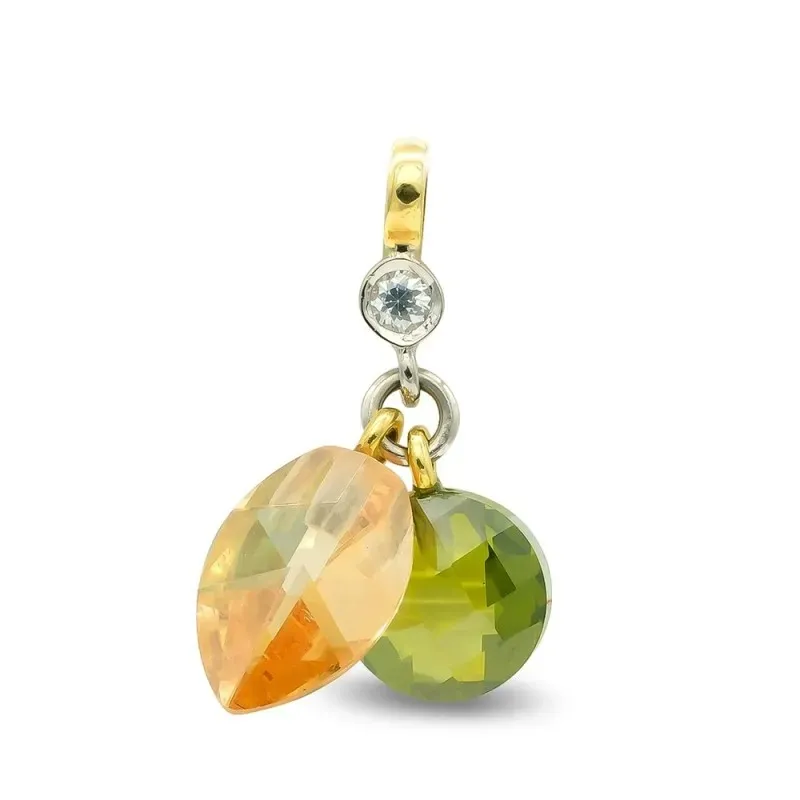 Colgante oro bicolor 18k mujer topacio combinada olivina