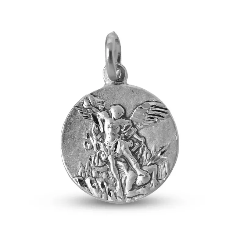 Medalla colgante plata ley 925m San Miguel 18mm. [AB3480GR]