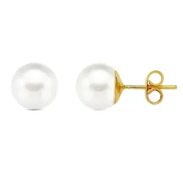 Pendientes oro 18k perla cultivada 8,50mm. [AB2841]