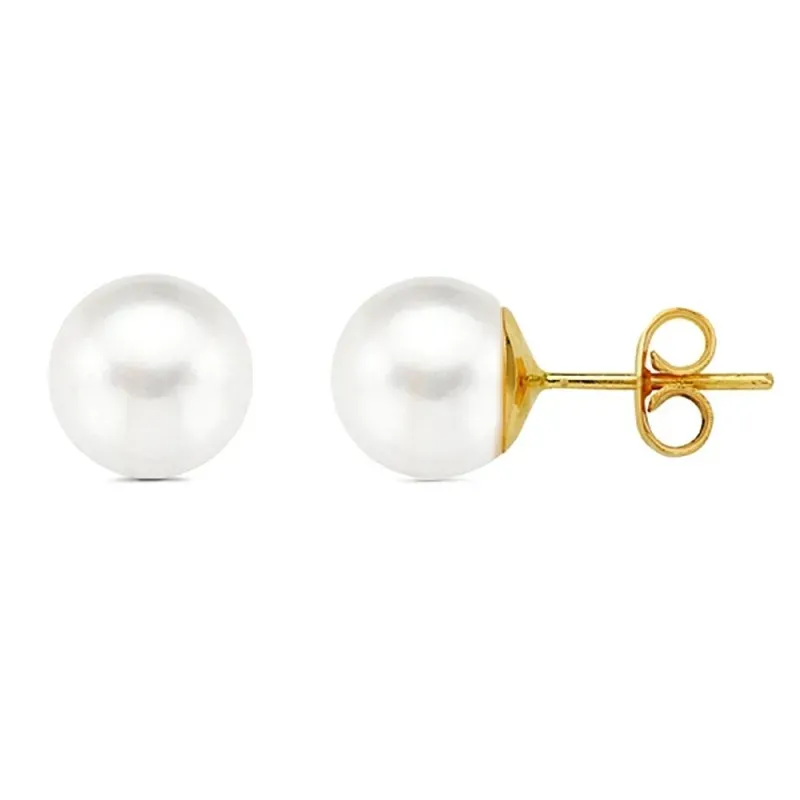 Pendientes oro 18k perla cultivada 8,50mm. [AB2841]