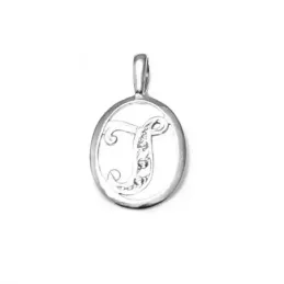 Colgante plata Ley 925m letra J circonitas cerco oval [AB3970]