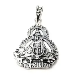 Virgen de la Cabeza con pastor colgante medalla plata Ley 925m siluet