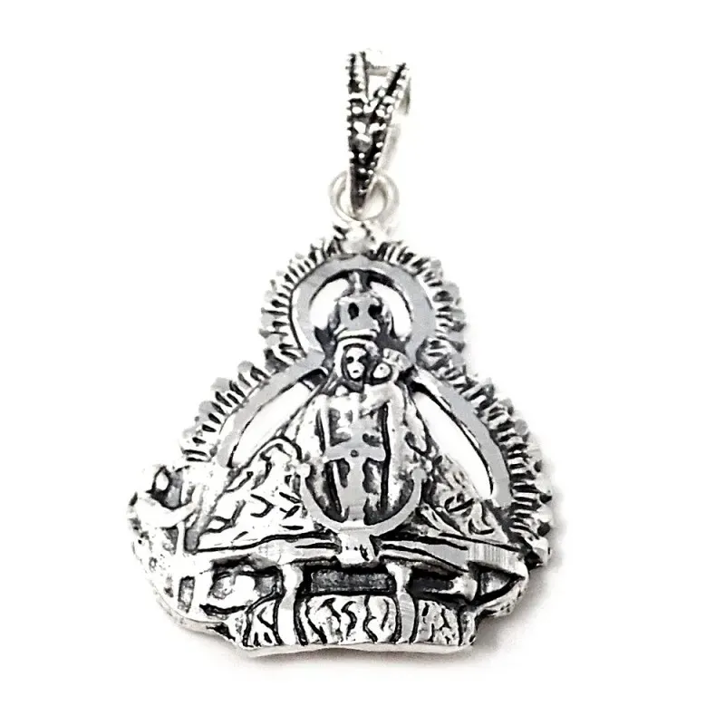 Virgen de la Cabeza con pastor colgante medalla plata Ley 925m siluet