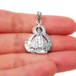 Virgen de la Cabeza con pastor colgante medalla plata Ley 925m siluet