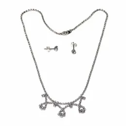 Juego metal rodiado pendientes gargantilla circonitas [AB9066]