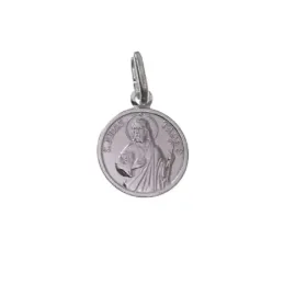 San Judas Tadeo medalla plata Ley 925m unisex 12 mm. detalles