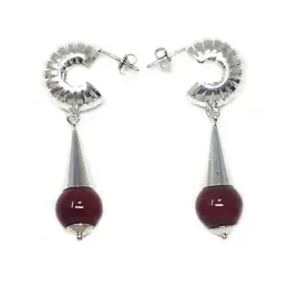 Pendientes plata Ley 925m largos 53mm. caracol cono resina [AB5927]